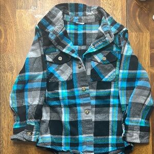 Healthtex Blue and Black Plaid Button Down Shirt
